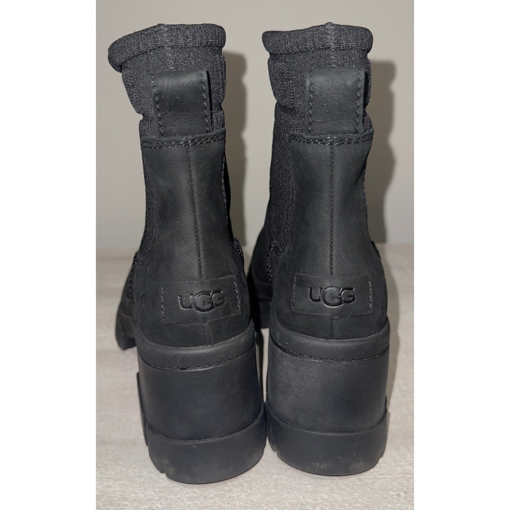UGG Brellah Black Nubuck Chelsea Platform Lug Sole Ankle Boots Womens 8.5 - Picture 6 of 10